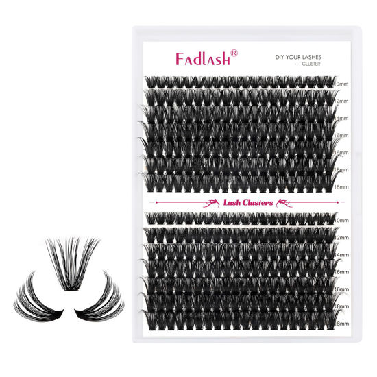 Picture of Lash Clusters Fluffy 50D+60D 10-18mm Mixed Tray Thick Eyelash Clusters D Curl Individual Lashes 280pcs Eyelash Extension Clusters Wispy Soft DIY Lash Extensions (50D+60D-0.07-D,10-18mm)