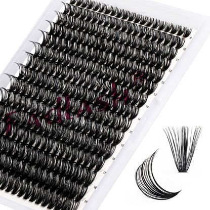 Picture of Cluster Lashes 300Pcs Mix 8-20mm individual lashes 40D C Curl Lash Clusters DIY Eyelash Extensions Wispy Individual Lash Extensions Thin Band Soft Eyelash Clusters to Use at Home (40D-0.07-C,8-20mm)