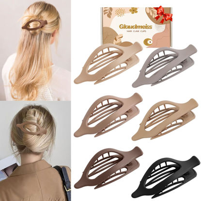 Picture of 6 Packs Hair Clips, French Concord Flat Hair Clips, Curved Claw Clips for Women Girls, Lay Down Claw Clips, Valentine's Day Gifts Accessories