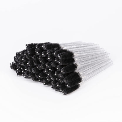 Picture of i-Laesh Crystal Mascara Wands Disposable, Eyebrow / Eyelash Brushes for Eyelash Extensions, Lashes Makeup Tool 100 Pcs（Black +）