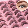 Picture of Lashes Natural Look Faux Mink Eyelashes Wispy Clear Band Lashes Fluffy 16mm Natural False Lashes Cat Eye Short Strip Lashes Pack 14 Pairs