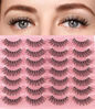 Picture of Lashes Natural Look Faux Mink Eyelashes Wispy Clear Band Lashes Fluffy 16mm Natural False Lashes Cat Eye Short Strip Lashes Pack 14 Pairs