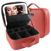 Picture of MOMIRA Travel Cosmetic Train Case with Lighted Mirror 3 Color Scenarios Cosmetic Bag Organizer with Adjustable Dividers Makeup Storage for Women, Makeup Accessories & Tools Case Red