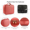 Picture of MOMIRA Travel Cosmetic Train Case with Lighted Mirror 3 Color Scenarios Cosmetic Bag Organizer with Adjustable Dividers Makeup Storage for Women, Makeup Accessories & Tools Case Red