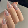Picture of KQueenest Light Grey Press on Nails Medium Almond,Pure Color Stiletto Acrylic Nails,Medium Fake Nails Press ons for Women,Natural Glue Nails Manicure in 24 PCS
