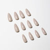 Picture of KQueenest Light Grey Press on Nails Medium Almond,Pure Color Stiletto Acrylic Nails,Medium Fake Nails Press ons for Women,Natural Glue Nails Manicure in 24 PCS