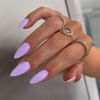 Picture of Light Purple Press on Nails Medium Stiletto Almond,KQueenest Pure Color Acrylic Nails Kit Reusable Fake Nails with Feature Protective UV Coating for Women Nail Art Manicure in 24PCS