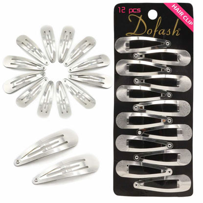Picture of Dofash Snap hair clips metal grips 5cm/2in basic hair accessories 12pcs (Silver)