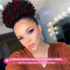 Picture of rosmile Afro Puff Drawstring Ponytail Extension for Black Women, Premium Black to Burgundy 80 Gram Short Synthetic Afro Puff Ponytail for Natural Hair, Clip on Kinky Drawstring Curly Ponytail Bun