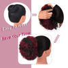 Picture of rosmile Afro Puff Drawstring Ponytail Extension for Black Women, Premium Black to Burgundy 80 Gram Short Synthetic Afro Puff Ponytail for Natural Hair, Clip on Kinky Drawstring Curly Ponytail Bun