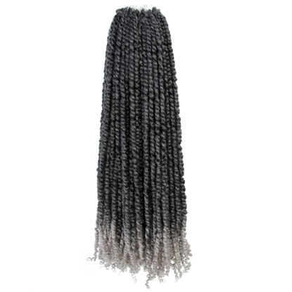 Picture of The BOHOBABE Long Pre-twisted Passion Twist Crochet Hair 24 Inch Pre-looped Long Ombre Gray Crochet Passion Twist Braiding Hair 8 Packs Soft Bohemian Twists (T1B/grey)