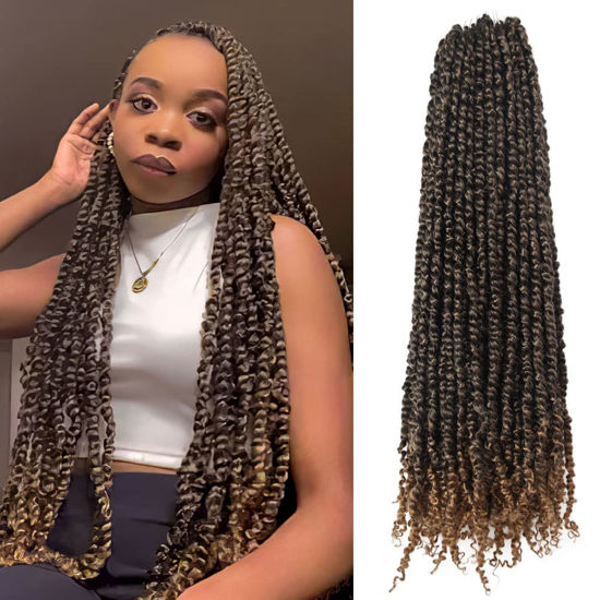 Picture of The BOHOBABE Long Pre-twisted Passion Twist Crochet Hair 30 Inch Pre-looped Long Crochet Passion Twist Braiding Hair 8 Packs Soft Bohemian Twists (T27)