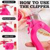 Picture of Belleboost Adjustable Acrylic Nail Clippers with Sizer and Catcher, Hot Pink Professional Dial Stainless Steel Blade Nail Tips Cutter, Artificial Fake Nail Trimmer, Manicure Tool for Salon Home