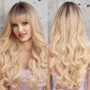 Picture of HAIRCUBE Ombre Blonde Wigs with Bangs Synthetic Women's Wig Long Wavy Layered Heat-Resistant Wig for Daily Use Natural and comfortable