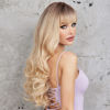 Picture of HAIRCUBE Ombre Blonde Wigs with Bangs Synthetic Women's Wig Long Wavy Layered Heat-Resistant Wig for Daily Use Natural and comfortable
