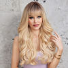 Picture of HAIRCUBE Ombre Blonde Wigs with Bangs Synthetic Women's Wig Long Wavy Layered Heat-Resistant Wig for Daily Use Natural and comfortable