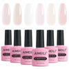 Picture of AIMEILI Hema Free Rubber Base Gel For Nails, Soak Off U V LED Clear Sheer Gel Nail Polish, 4 in 1 Nail Strengthen/Enhance/Base Coat/Color Gel Polish Set Of 6pcs X 10ml - Kit 44
