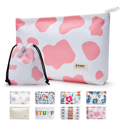 Picture of WLLWOO WLLWOO 2pcs Travel Make Up Bags-Cosmetic Bag Nylon Waterproof Large Wide Zipper Coin Purse Travel Toiletry Small Makeup Pouch For Women