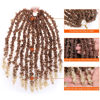 Picture of ZRQ 12 Inch Pre-twisted Soft Butterfly Locs Crochet Hair 6 Packs Blonde Short Bob Distressed Butterfly Braids Hair Handmade Pre-looped Messy Distressed Faux Locs Hair for Women 30/613#