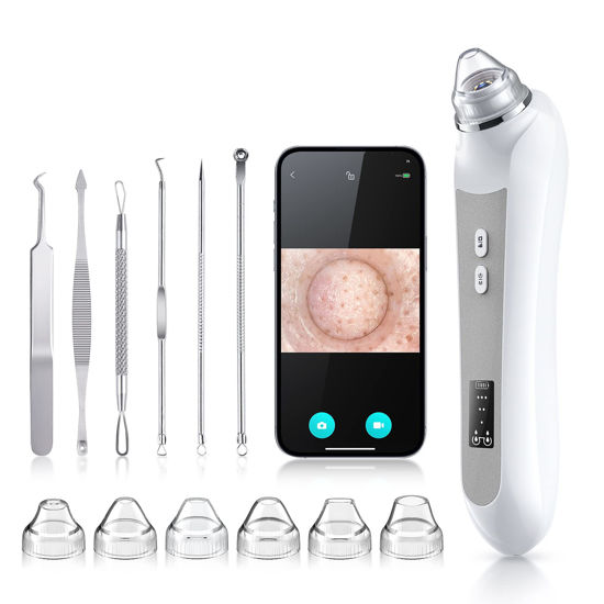 Picture of Blackhead Remover Vacuum, Black Head Remover for Face with Camera, Pore Vacuum for Men and Women, USB Interface Type Blackhead Remover Tools, 6 Suction Heads & 3 Adjustment Modes (Grey)