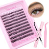 Picture of Yawamica Natural Lash Clusters Kit Wispy Fluffy Eyelash Extension Kit CC Curl Eyelash Clusters 10-14mm Individual Lashes with Waterproof Lash Bond and Seal and Lash Tweezers DIY Lash Extension Kit