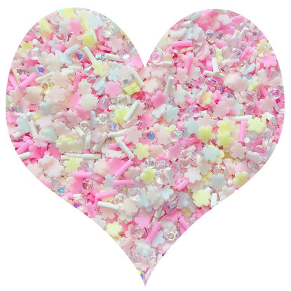 Picture of EHOPE Fake Sprinkles Resin Sprinkles Fake Candy Sprinkles Clay Sprinkles Polymer Sprinkles Polymer Clay Slices for Nail Art DIY Crafts Cake Phone Case(40G-Sugar granules+Cherry Blossoms-19)