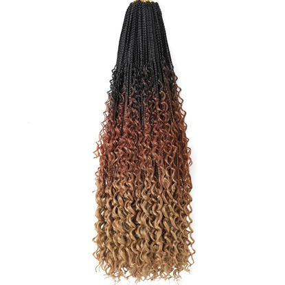 Picture of Beverlee 30 Inch Boho Box Braids 8 Packs Goddess Box Braids Bohemian Box Braids Crochet Hair Crochet Box Braids with Curly Ends Pre-looped Synthetic Long Crochet Hair for Black Women 53#