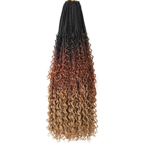 Picture of Beverlee 30 Inch Boho Box Braids 8 Packs Goddess Box Braids Bohemian Box Braids Crochet Hair Crochet Box Braids with Curly Ends Pre-looped Synthetic Long Crochet Hair for Black Women 53#