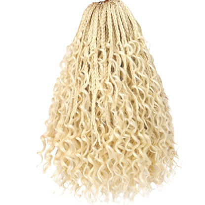 Picture of Beverlee 14 Inch Boho Box Braids 8 Packs Goddess Box Braids Crochet Hair Bohemian Hippie Braids Braiding Hair Box Braids with Curly Ends Messy Pre-looped Synthetic Crochet Hair for Women 613#