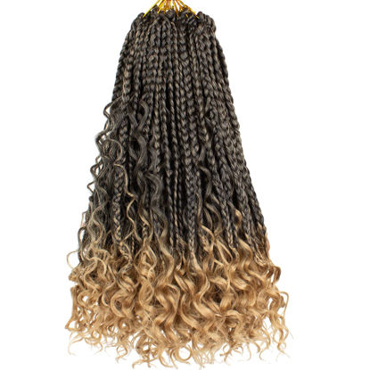 Picture of Beverlee Boho Box Braids 8 Packs Goddess Box Braids 14 Inch Bohemian Box Braids Crochet Hair Crochet Box Braids with Curly Ends Pre-looped Synthetic Crochet Hair for Black Wome