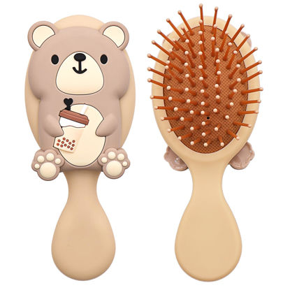 Picture of DINATIS Toddler Soft Massage Comb - Mini Hairbrush for Thick, Curly, Thin, Long or Short Hair, Ideal for Travel (Beige)