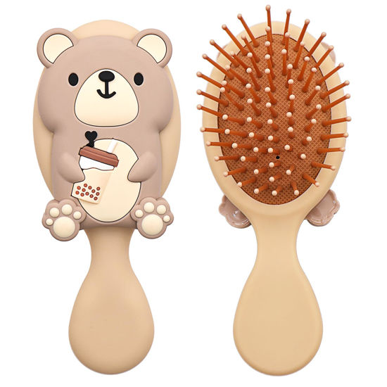 Picture of DINATIS Toddler Soft Massage Comb - Mini Hairbrush for Thick, Curly, Thin, Long or Short Hair, Ideal for Travel (Beige)