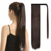 Picture of BARSDAR Straight Ponytail Extension - 24 Inch Long Straight Wrap Around Ponytail for Women Clip in Ponytail Hair Extensions Synthetic Brown Hair Pony Tails Hairpieces Daily - Chocolate Brown
