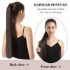 Picture of BARSDAR Straight Ponytail Extension - 24 Inch Long Straight Wrap Around Ponytail for Women Clip in Ponytail Hair Extensions Synthetic Brown Hair Pony Tails Hairpieces Daily - Chocolate Brown