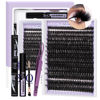 Picture of Lash Extension Kit 3D Thick Lash Clusters Kit 280pcs Eyelash Extension Kit 10-18mm 100D D Curl DIY Lash Extension Kit with Lash Bond and Seal, Lash Remover (KIT-100D-MIX10-18mm)