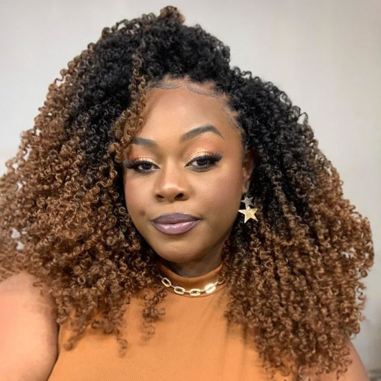 Picture of Toyotress Yanky Twist Crochet Hair - 14 Inch 8 Packs (30 Strands/Pcs) Pre-twisted Fluffy Spring Mini Twist Short Passion Twist, Ombre Blonde Pre-Looped Crochet Braids Braiding Hair (14 Inch, T27-8P)