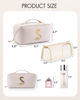 Picture of Vlando Bridesmaid Gifts for Wedding Day,Monogram Makeup Bag,Christmas Gift Ideas for Women,Maid Of Honor Personalized Bachelorette Party Gifts Birthday Gifts for Women Female(Letter S)