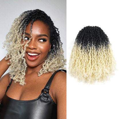 Picture of Toyotress Yanky Twist Crochet Hair - 10 Inch 8 Packs (30 Strands/Pcs) Pre-twisted Fluffy Spring Twist Passion Twist, Ombre White Pre-Looped Crochet Braids Braiding Hair (10 Inch, OT613-8P)