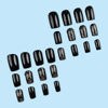 Picture of Black Press on Nails Short Square Fake Nails Line False Nails with Rhinestone Glue on Nails Black Petal Acrylic Nails Gothic Full Cover Stick on Nails for Women 24 Pcs