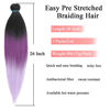 Picture of Leeven 2 packs Pre Stretched Braiding Hair 26 Inch Hot Water Setting Synthetic Hair Crochet Braiding Hair Extension(Black/Dark Purple/Light Purple)