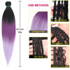 Picture of Leeven 2 packs Pre Stretched Braiding Hair 26 Inch Hot Water Setting Synthetic Hair Crochet Braiding Hair Extension(Black/Dark Purple/Light Purple)