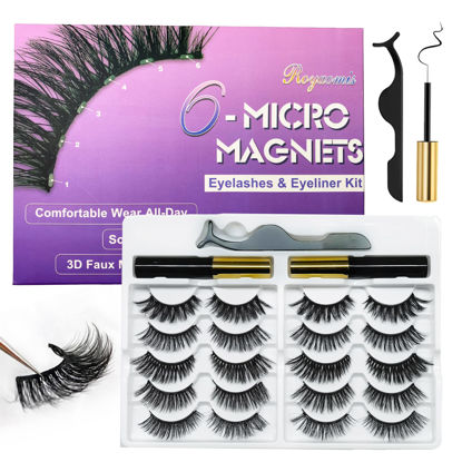 Picture of Royaomis 10 Pairs Cat-Eye Magnetic Lashes With Eyeliner Natural Looking, 3D Magnetic Eyelashes Natural Look With Eyeliner, Fake Eyelashes Magnetic, Eye Lashes Pack Natural Magnetic Eyelashes