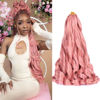 Picture of Pink French Curl Braiding Hair 16 Inch 75g/Pack Curly Crochet Hair 8 Packs Synthetic French Curly Braiding Hair French Curl Crochet Hair for Black Women Hair Extensions (16inch,8 pack,MP2)
