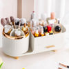 Picture of Rotating Makeup Organizer for Vanity with Brush Holder and Drawer, Cosmetic Makeup Storage, Large Spinning Makeup Skincare Organizer, Countertop Makeup Perfume Organizer, Lotions Display Case (White)