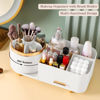 Picture of Rotating Makeup Organizer for Vanity with Brush Holder and Drawer, Cosmetic Makeup Storage, Large Spinning Makeup Skincare Organizer, Countertop Makeup Perfume Organizer, Lotions Display Case (White)