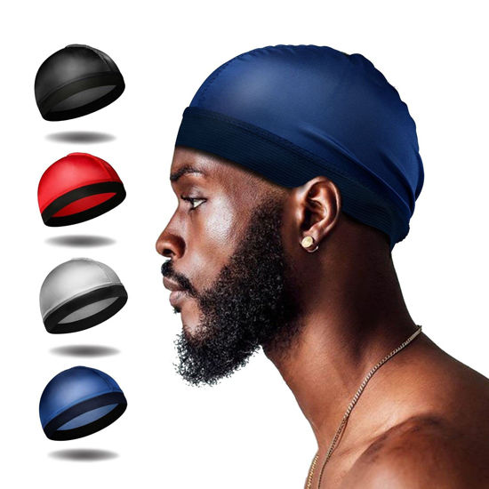 Picture of Selalu 4Pcs Wave Cap, Silk Stocking Wave Caps for 360 Waves, Silky Durag for Men, Stain Caps