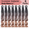 Picture of French Curl Braiding Hair 16 Inch Ombre Curly Braiding Hair Pre Stretched C16 75g/pack 8 Packs Synthetic Soft Braiding Hair Curly Ends for Black Women Hair Extensions (16inch,8 pack,C16)