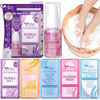 Picture of nbc BeautiLab Pedicure Kit Foot Soak Set: Bubble Salt, Sugar Scrub, Massage Mask, Massage Lotion in a Box, 4 Step Foot Spa Kit for Dry Feet,Tired Feet(Lavender)