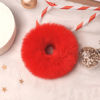 Picture of Furling Pompoms 2pcs Pack Furry Faux Fur Hair Scrunchies Artificial Fur Hair Bobbles Elastic Hair Band Rope Wristband Ponytail Accessories (Red)