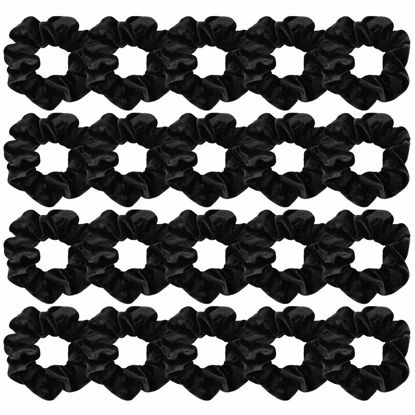 Picture of Didder 20 Pcs Black Velvet Hair Scrunchies, High Elasticity Soft Elastics Scrunchy Hair Ties for Women Girls, Cute Scrunchie Bobbles Ropes Hair Bands, Solid color Hair Accessories